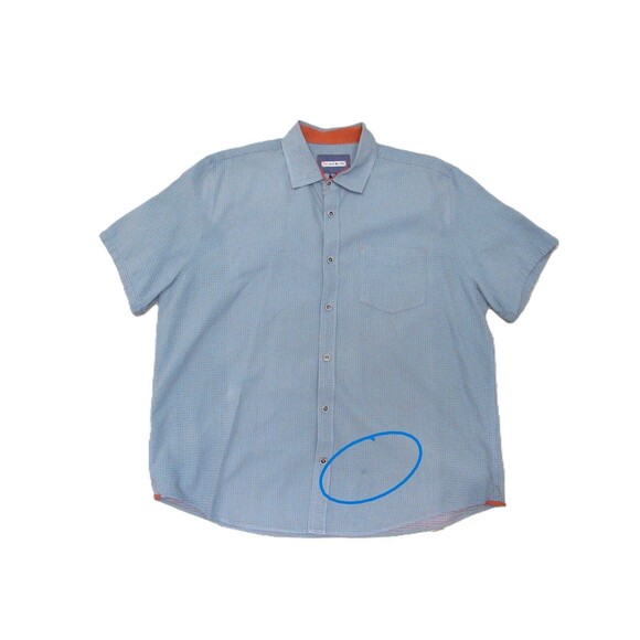 32 Bar Blues Shirt Mens XL Blue Orange Polka Dot Short Sleeve Button Up Casual - Picture 2 of 10